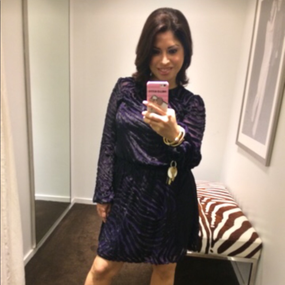 Michael Kors Velour  black & purple dress